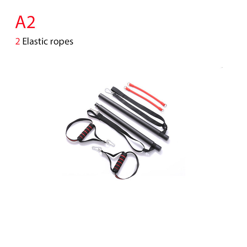 Bar with Resistance Bands Rubber Buckles color black and red