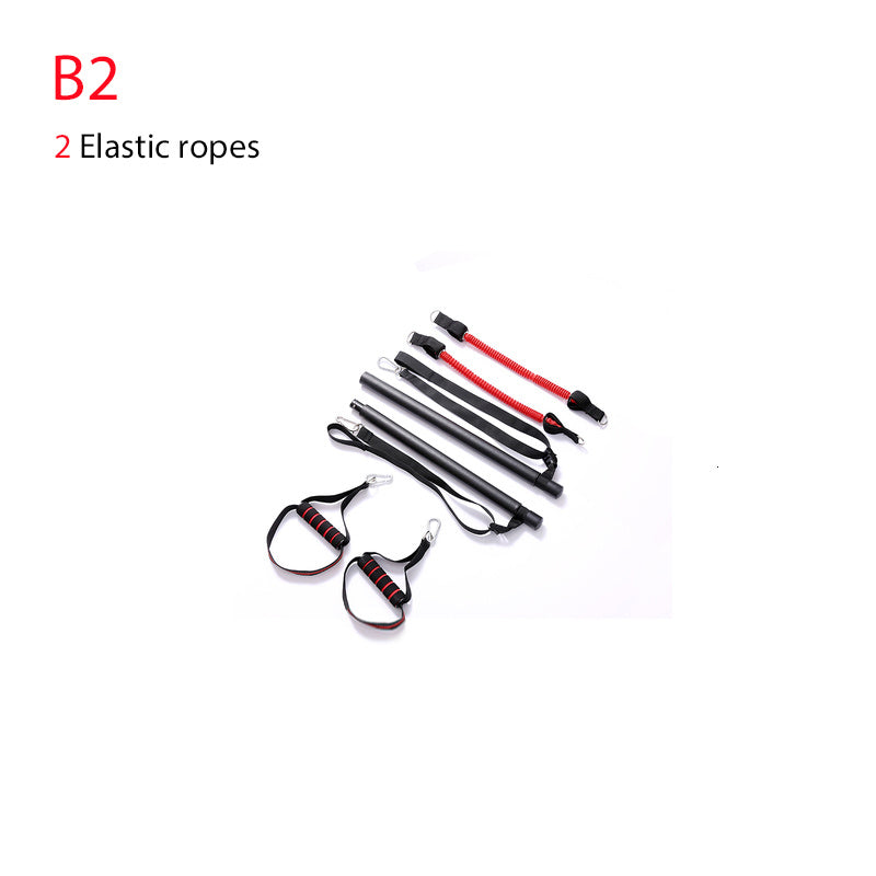Bar with Resistance Bands Rubber Buckles color black and red