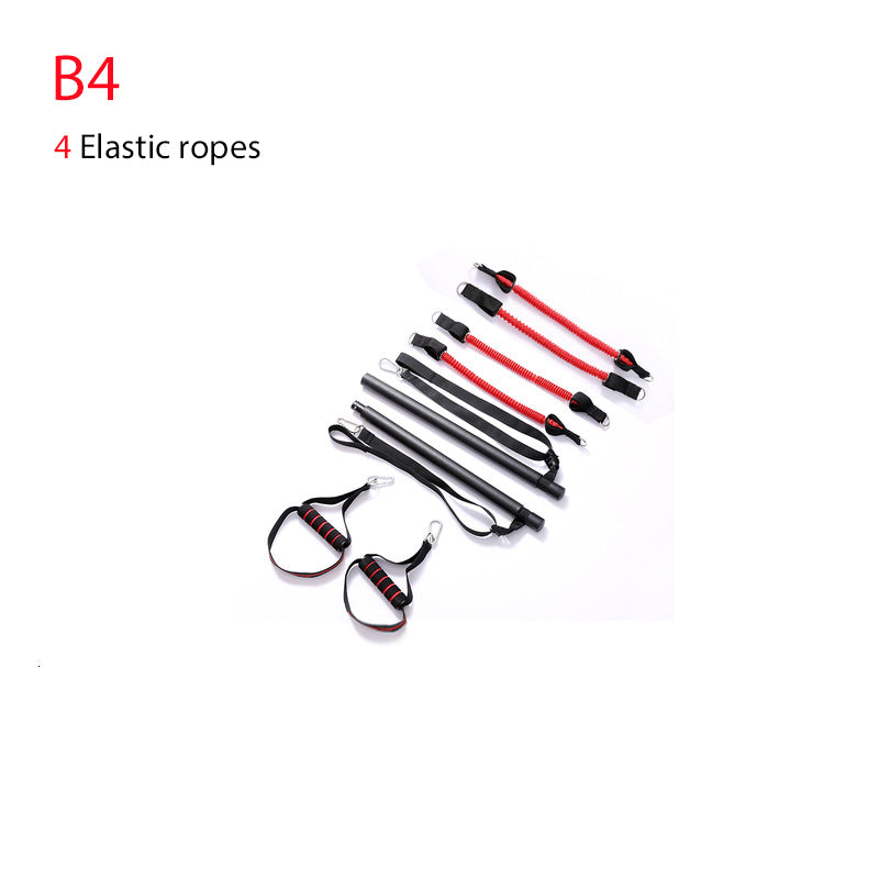 Bar with Resistance Bands Rubber Buckles color black and red