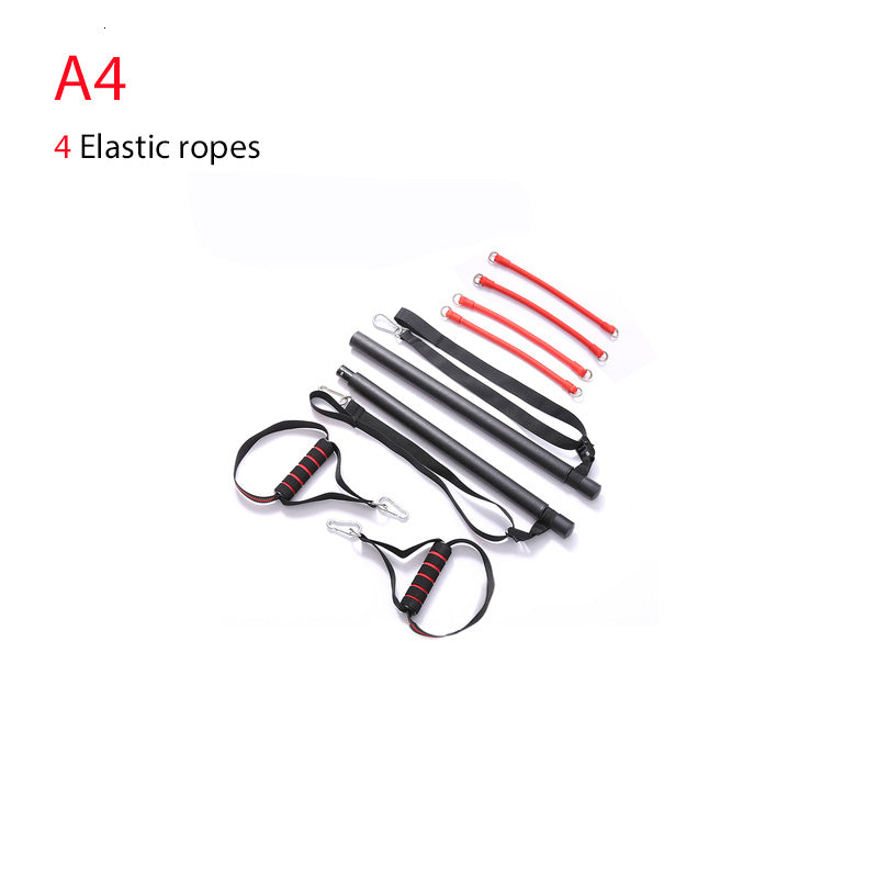 Bar with Resistance Bands Rubber Buckles color black and red
