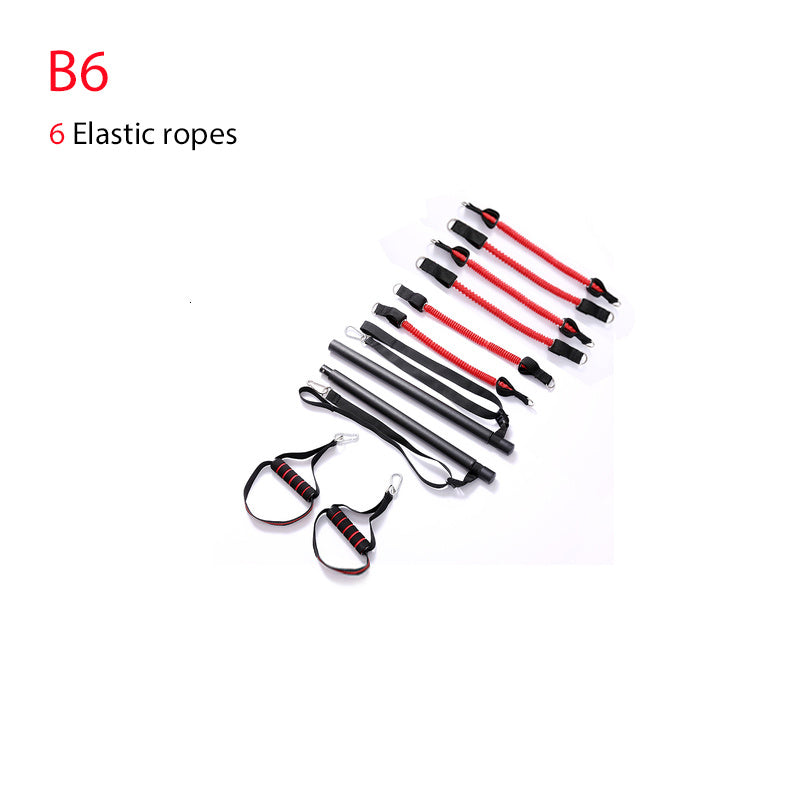 Bar with Resistance Bands Rubber Buckles color black and red