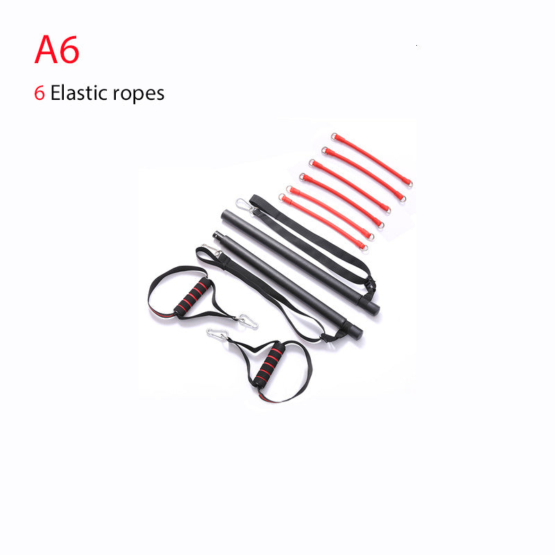 Bar with Resistance Bands Rubber Buckles color black and red