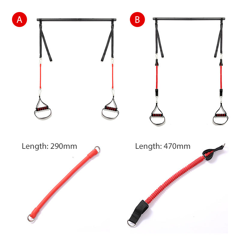 Bar with Resistance Bands Rubber Buckles color black and red
