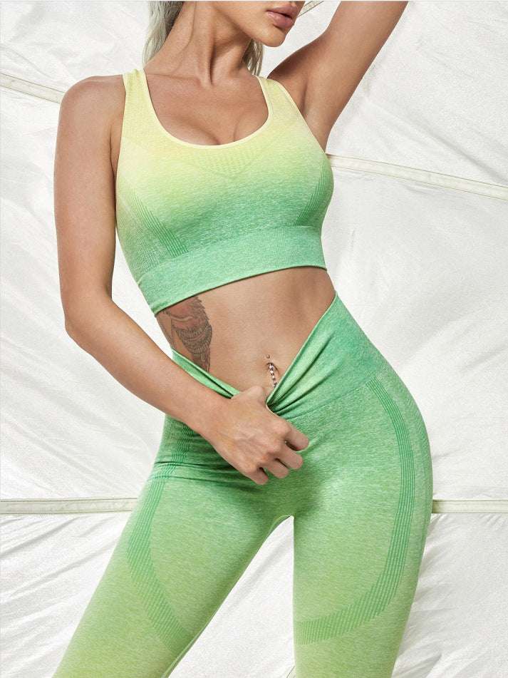 gradient green and yellow Women's Sports Bra