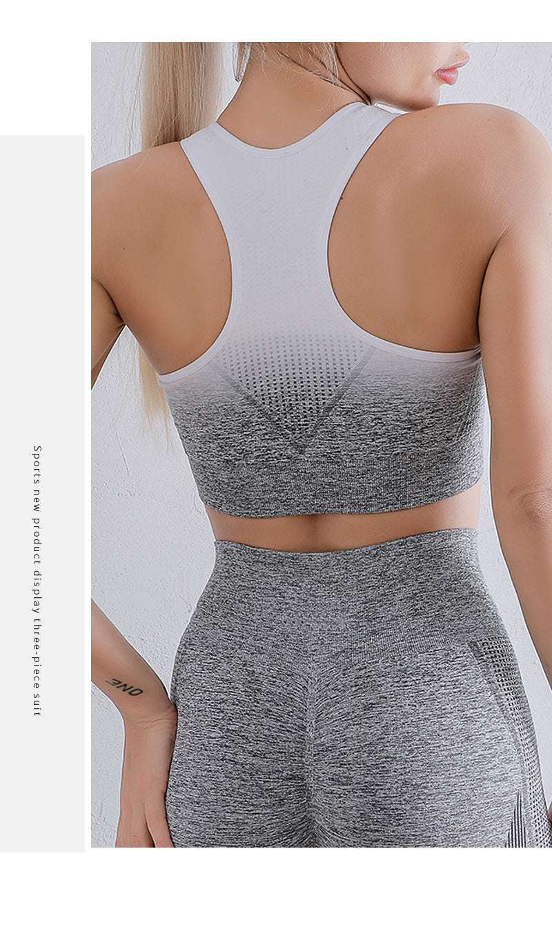 gradient white and gray Women's Sports Bra, back view