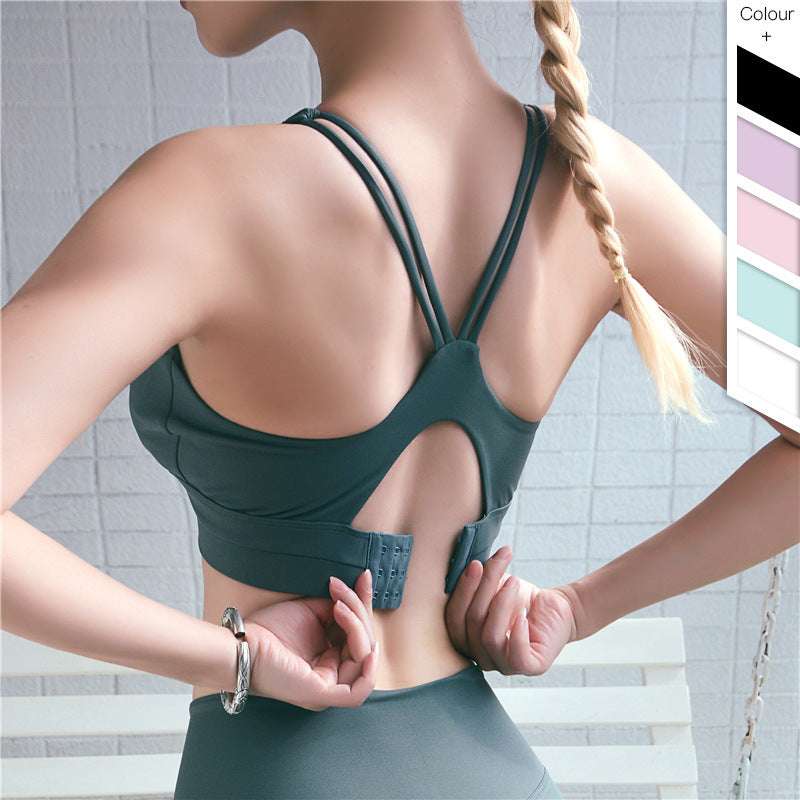 green Adjustable Back Sports Bra, back view