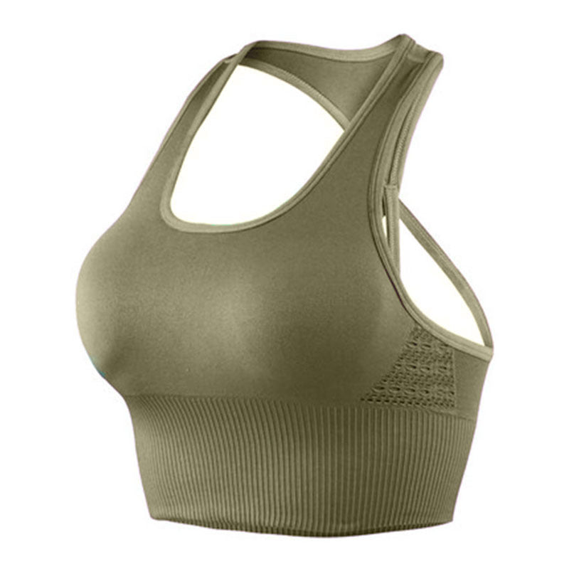 green women's Shockproof Sports Bra