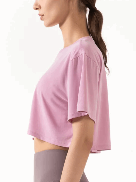 pink Women’s Modal Workout Crop Top, side view