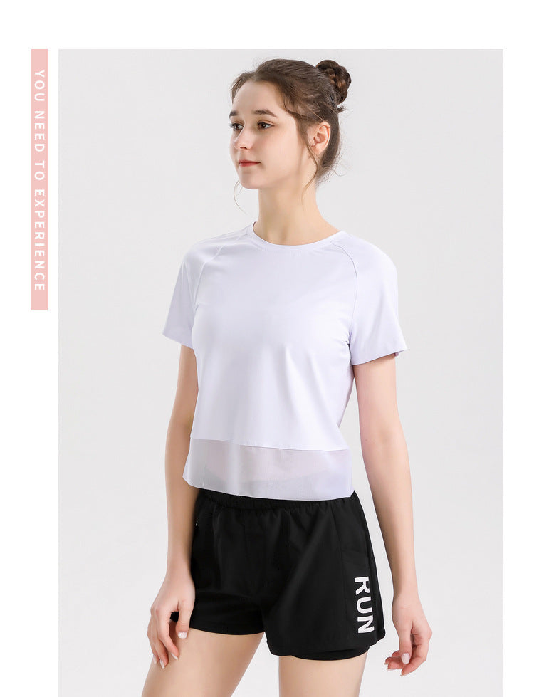 white Women’s Short Sleeve Workout Top