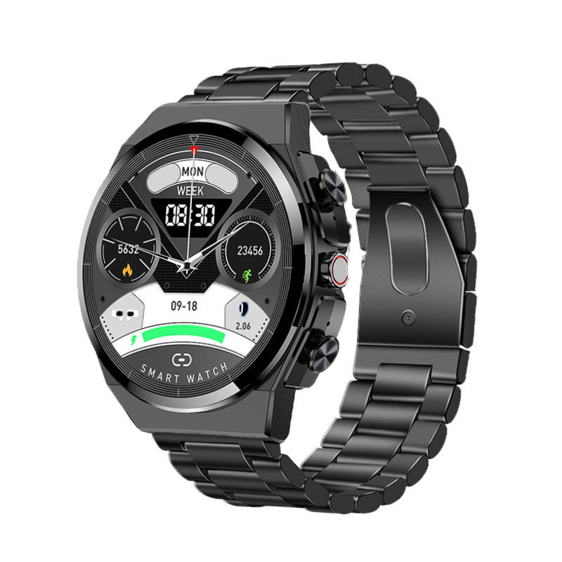 Bluetooth Smartwatch with Heart Rate Monitor & Calling - Color Black - Steel Belts - fitpulsezone