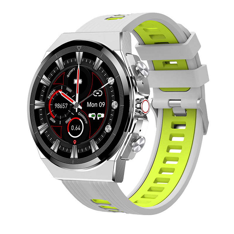 Bluetooth Smartwatch with Heart Rate Monitor & Calling - Silver Grey Dual Color Tape -fitpulsezone