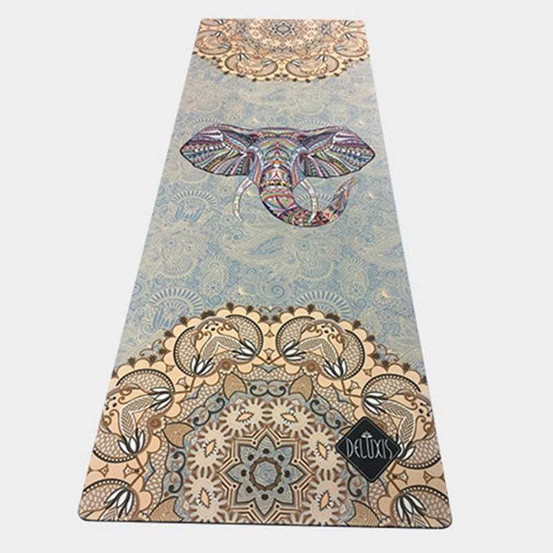 Printed Suede Yoga Mat with Elephant Design