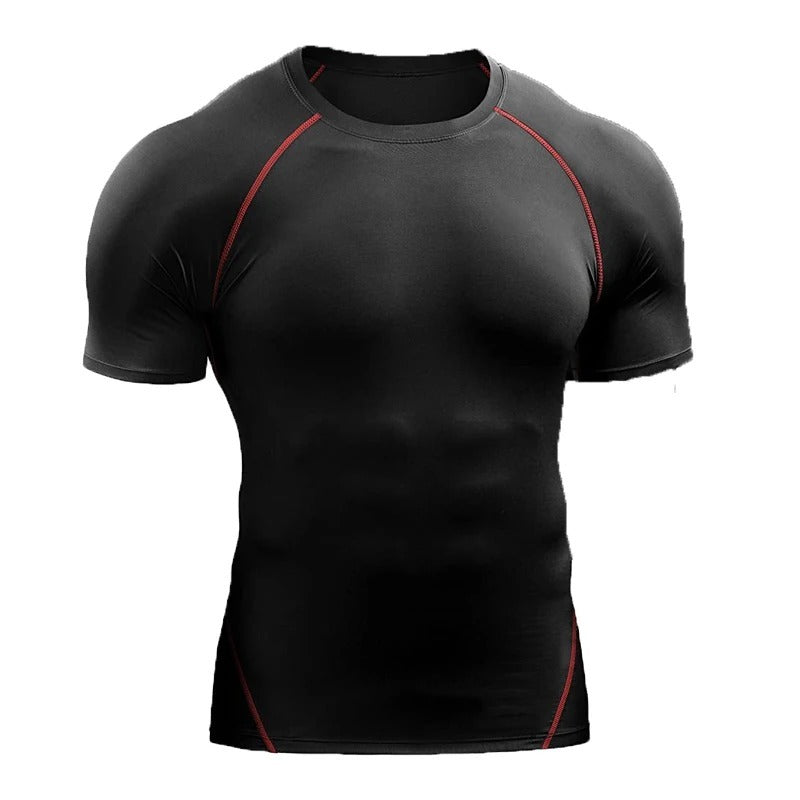 black and red Men’s Quick-Dry Workout T-Shirt