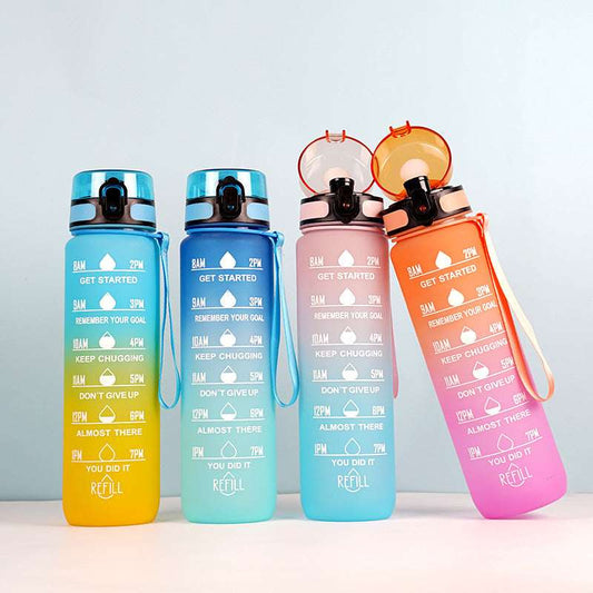 four Gradient Sports Water Bottle blue, yellow, pink, orange  1000ml