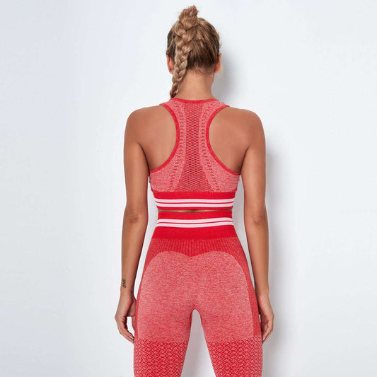 red Seamless Yoga sports bra, back view